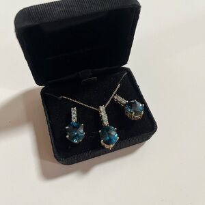 Blue Topaz and 10k Gold Jewelry Set